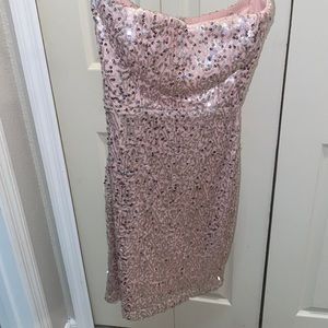 Light pink sequin dress. Runs smaller. Size medium